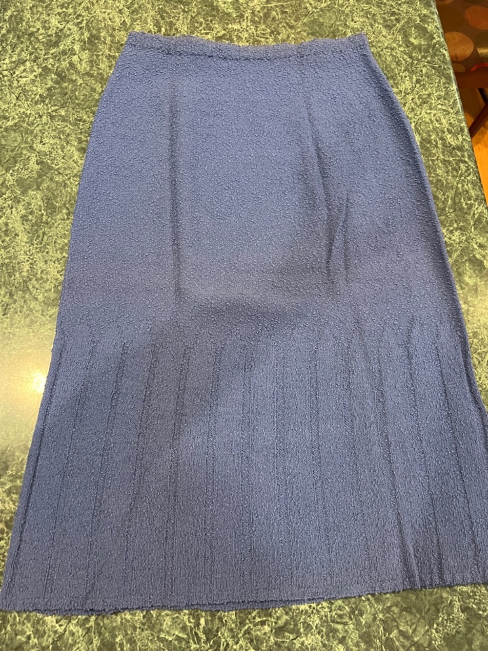 Vintage Blue Textured Knit Two-Piece Skirt and shirt Set - Picture 8 of 11